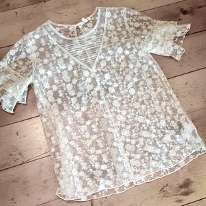 Maurices short sleeve lace blouse.